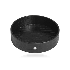 Large Round Desk Tray in Croco-Embossed Leather