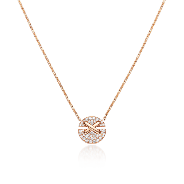 Chaumet Rose Gold Jeux de Liens Malachite and Diamond Necklace - Pink