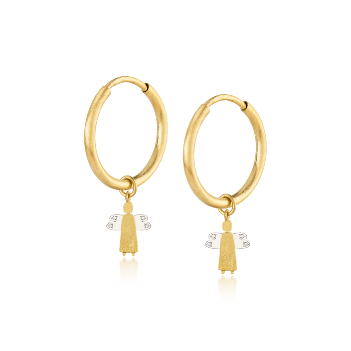 Gold and diamond hoop earrings - My Angel