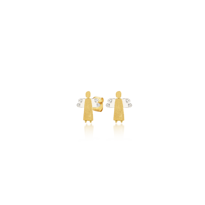Gold and diamond stud earrings - My Angel