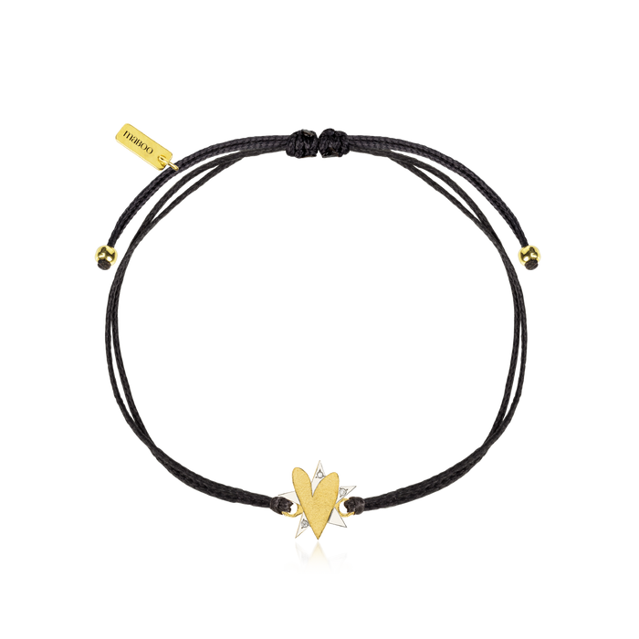 Gold and diamond anthracite bracelet - My Love
