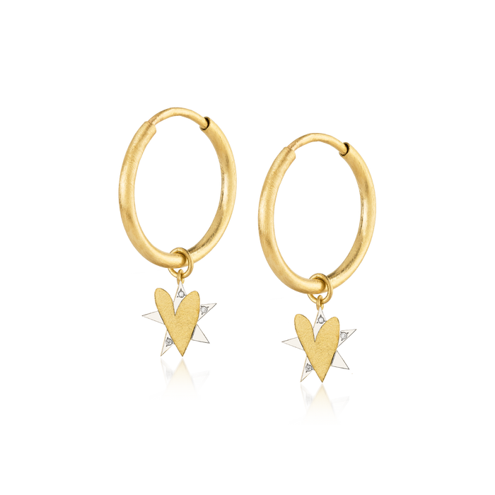 Gold and diamond hoop earrings - My Love
