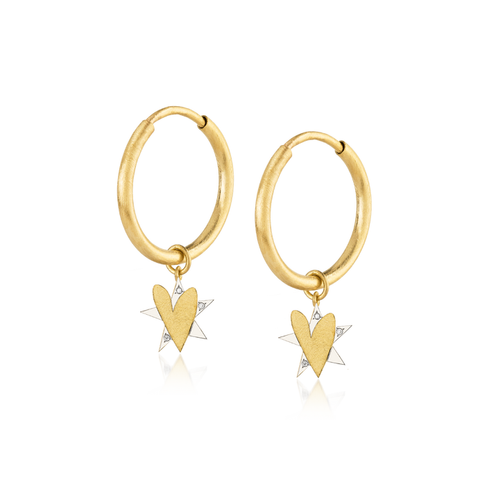 Gold and diamond hoop earrings - My Love